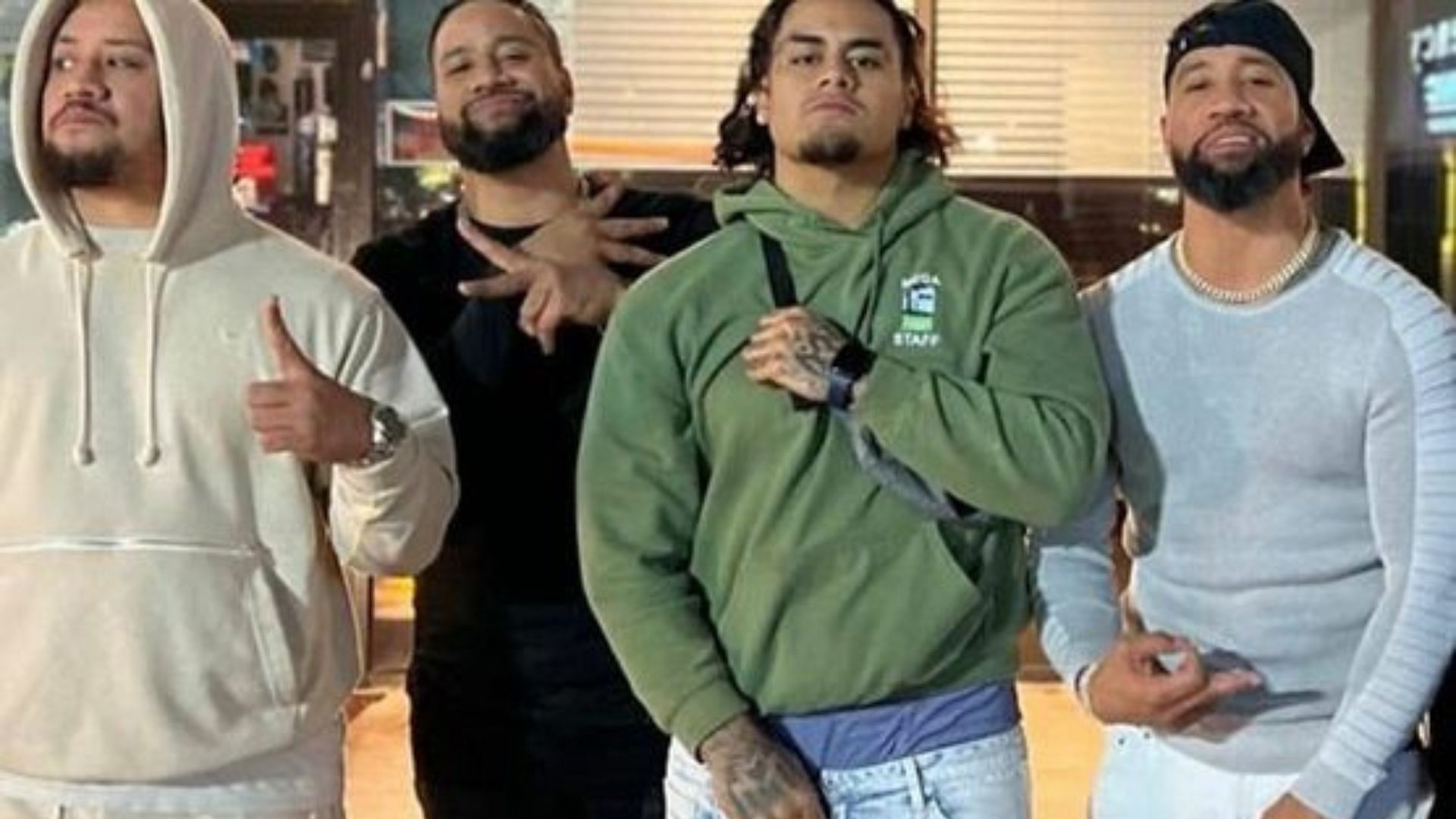 Zilla Fatu with his cousins, The Usos and Solo Sikoa